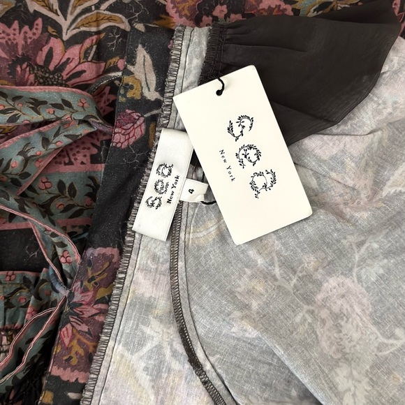 NWT SEA New York Midi Tess Print Puff Sleeve Smocked Dress - Picture 7 of 11